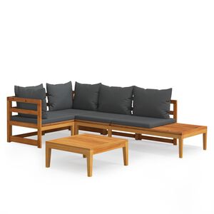 vidaXL Garden Lounge Set | Dark grey, Natural wood