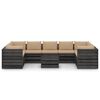 vidaXL 10 Piece Garden Lounge Set with Cushions Grey Impregnated Wood