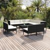 vidaXL 12 Piece Garden Lounge Set with Cushions Poly Rattan Black