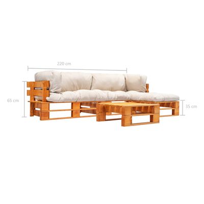 vidaXL 4 Piece Garden Pallet Lounge Set with Sand Cushions Wood