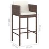 vidaXL Bar Stools 2 pcs with Cushions Brown Poly Rattan