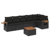 vidaXL 7 Piece Garden Sofa Set with Cushions Black Poly Rattan