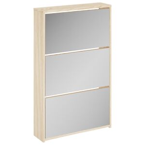 vidaXL Shoe Cabinet 3-Layer Mirror Oak 63x17x102,5 cm