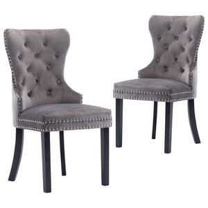 vidaXL Dining Chairs 2 pcs Grey Velvet