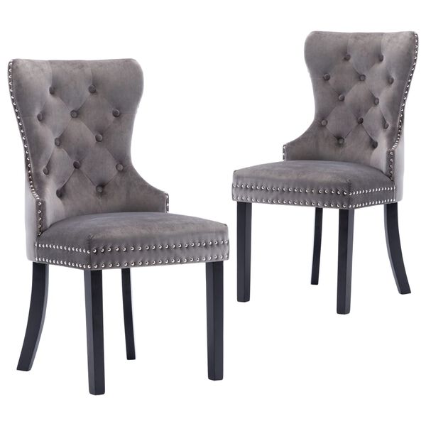 vidaXL Dining Chairs 2 pcs Grey Velvet