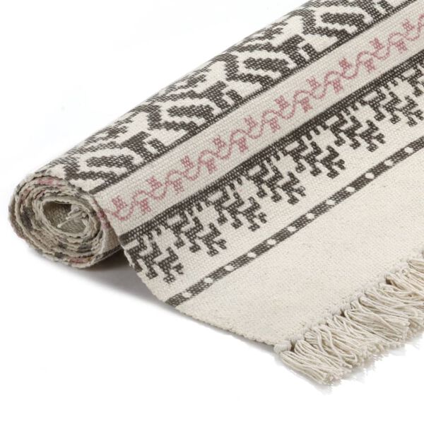 vidaXL Kilim Rug Cotton 120x180 cm with Pattern Grey/Pink