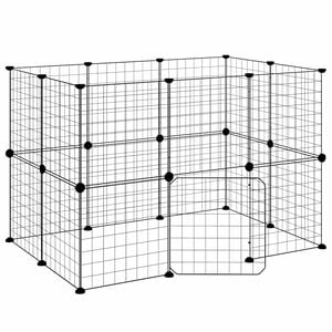 vidaXL 20-Panel Pet Cage with Door Black 35x35 cm Steel