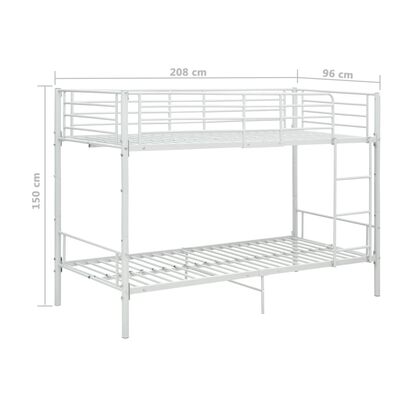 vidaXL Bunk Bed without Mattress White Metal 90x200 cm