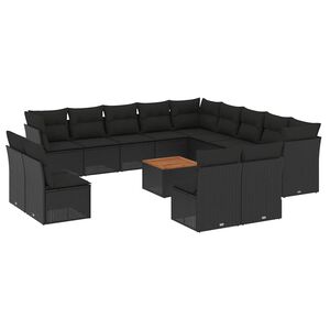 vidaXL Garden Sofa Set | Black | PE Rattan | Extra Large | Modular