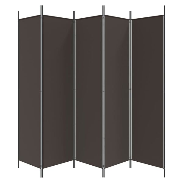 vidaXL 5-Panel Room Divider Brown 250x200 cm Fabric