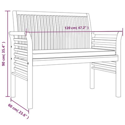 vidaXL 3 Piece Outdoor Dining Set with Cushions Solid Wood Acacia