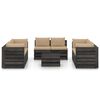 vidaXL 9 Piece Garden Lounge Set with Cushions Grey Impregnated Wood