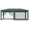 vidaXL Party Tent with 6 Mesh Sidewalls Green 6x4 m HDPE