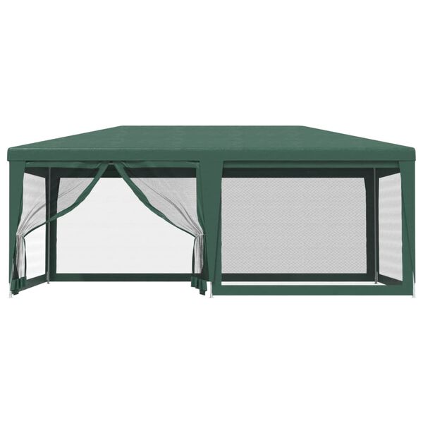vidaXL Party Tent with 6 Mesh Sidewalls Green 6x4 m HDPE