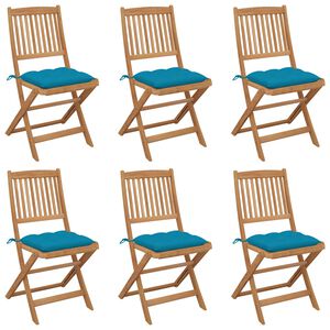 vidaXL Folding Garden Chairs 6 pcs with Cushions Solid Acacia Wood