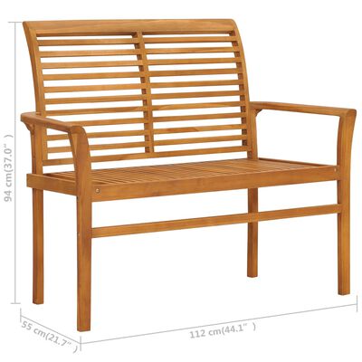 vidaXL Garden Bench with Taupe Cushion 112 cm Solid Teak Wood