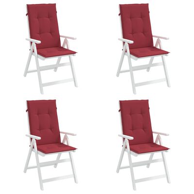vidaXL Garden Highback Chair Cushions 4 pcs Wine Red 120x50x3 cm Fabric