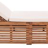 vidaXL Sun Lounger with Cream Cushion Solid Teak Wood