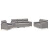 vidaXL 3 Piece Sofa Set with Throw Pillows and Cushions Light Grey Fabric