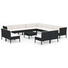 vidaXL 14 Piece Garden Lounge Set with Cushions Poly Rattan Black