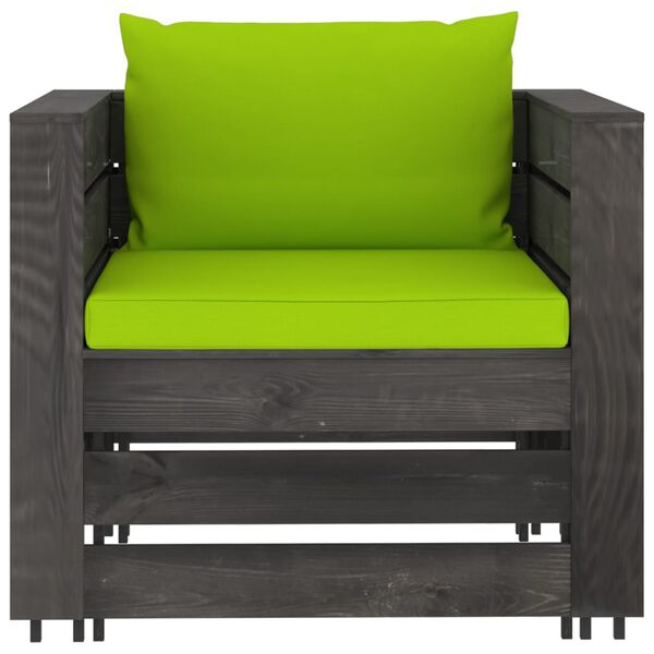 vidaXL 7 Piece Garden Lounge Set with Cushions Grey Impregnated Wood