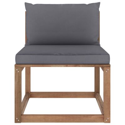 vidaXL Garden Pallet Middle Sofa with Anthracite Cushions