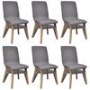 vidaXL Dining Chair | Set of 6 | Dark grey | Polyester and Oak wood | Standard