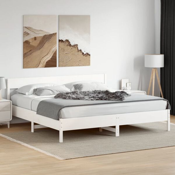 vidaXL Bed Frame without Mattress White 200x200 cm Solid Wood Pine