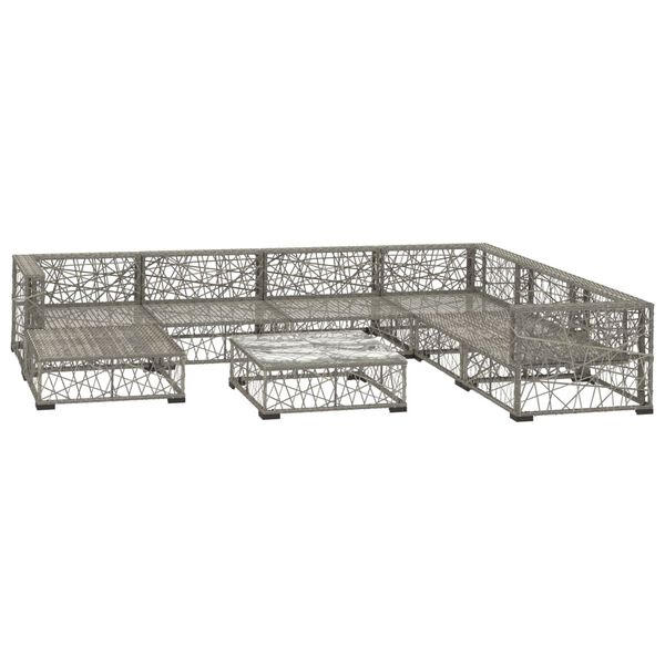 vidaXL 8 Piece Garden Lounge Set with Cushions Poly Rattan Grey