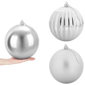 vidaXL Christmas Ball Set XXL 3 pcs Silver &Oslash; 25 cm Plastic