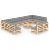 vidaXL 13 Piece Garden Lounge Set with Cushions Solid Pinewood