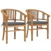 vidaXL Garden Chairs with Cushions 2 pcs Solid Teak Wood