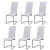 vidaXL Cantilever Dining Chairs 6 pcs White Faux Leather