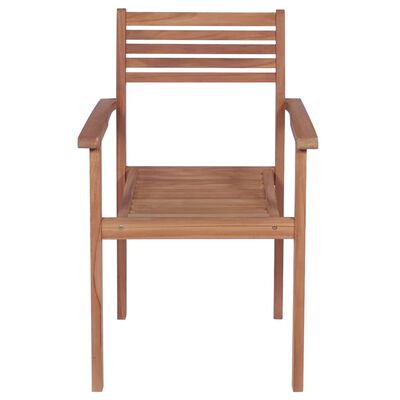 vidaXL Garden Chairs 4 pcs with Leaf Pattern Cushions Solid Teak Wood
