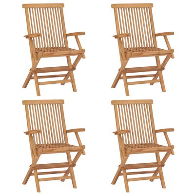 vidaXL Garden Chairs with Wine Red Cushions 4 pcs Solid Teak Wood