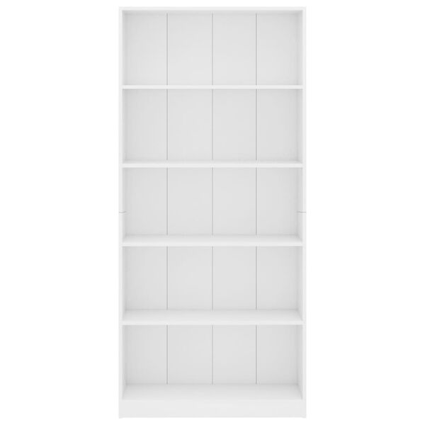 vidaXL 5-Tier Book Cabinet White 80x24x175 cm Engineered Wood
