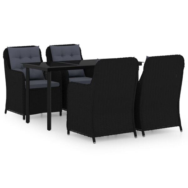 vidaXL 5 Piece Garden Dining Set Black