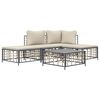 vidaXL 5 Piece Garden Lounge Set with Cushions Anthracite Poly Rattan