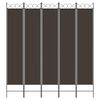 vidaXL 5-Panel Room Divider Brown 200x220 cm Fabric