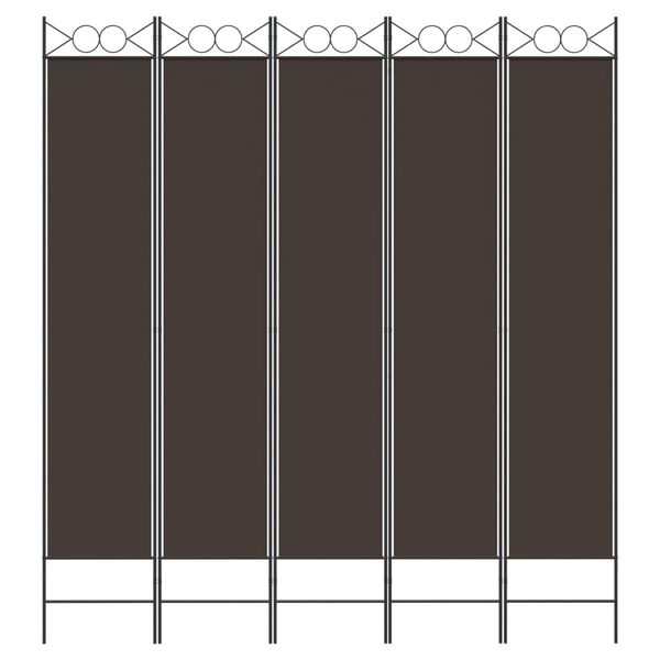 vidaXL 5-Panel Room Divider Brown 200x220 cm Fabric