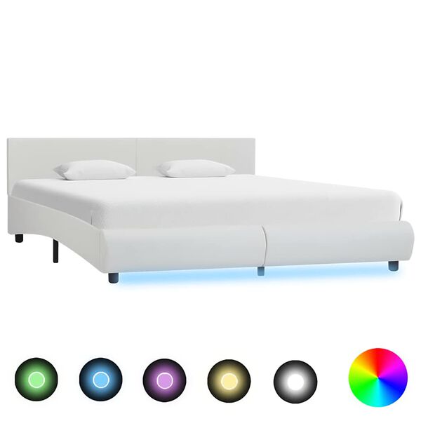 vidaXL Bed Frame with LED without Mattress White 160x200 cm