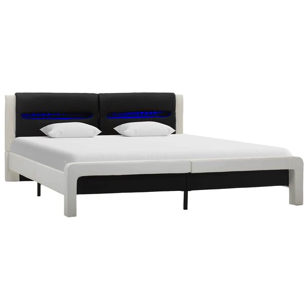 vidaXL Bed Frame White and Black 120 x 200 cm Faux Leather