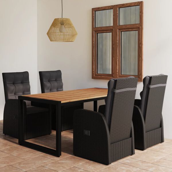 vidaXL 5 Piece Garden Dining Set Black