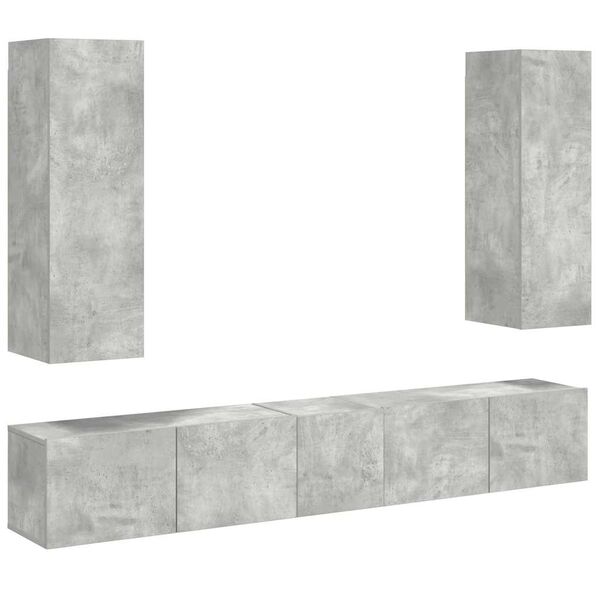 vidaXL 5 Piece TV Cabinet Set Concrete Grey Engineered Wood