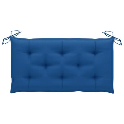 vidaXL Garden Bench with Blue Cushion 112 cm Solid Teak Wood