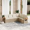 vidaXL 6 Piece Garden Sofa Set with Cushions Beige Poly Rattan