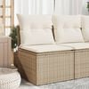 vidaXL Garden Chair Armless with Cushions Beige Poly Rattan
