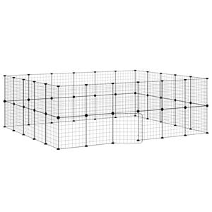 vidaXL 44-Panel Pet Cage with Door Black 210x175x70 cm Steel
