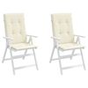 vidaXL Garden Highback Chair Cushions 2 pcs Cream 120x50x3 cm Fabric