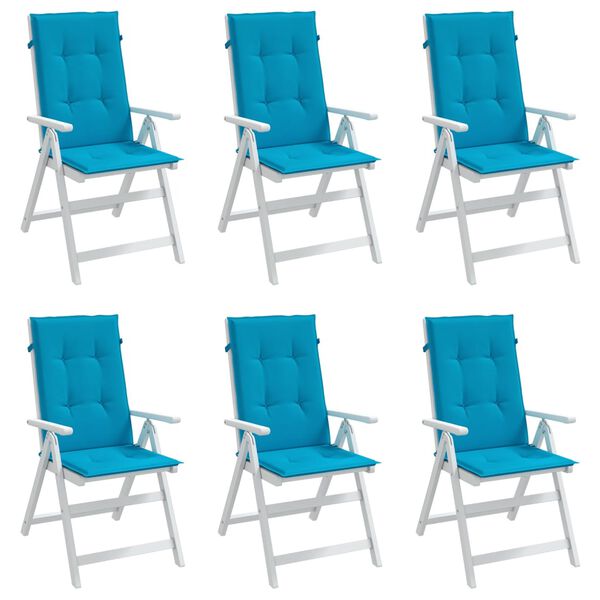 vidaXL Garden Highback Chair Cushions 6 pcs Blue 120x50x3 cm Fabric